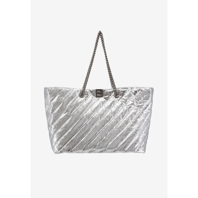 Large Crush Quilted Leather Tote Bag