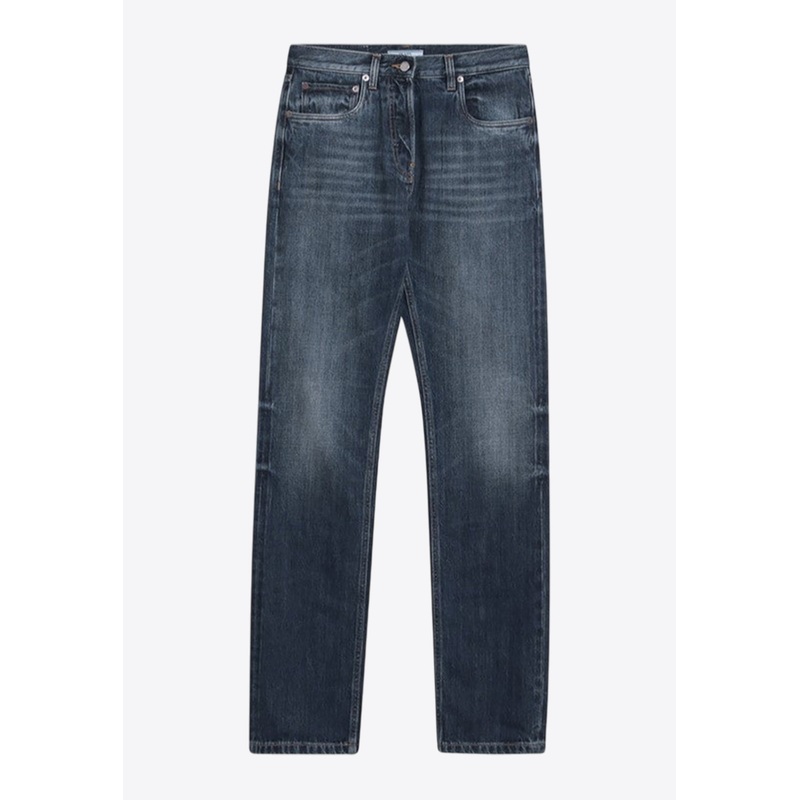 Logo Patch Washed-Out Jeans