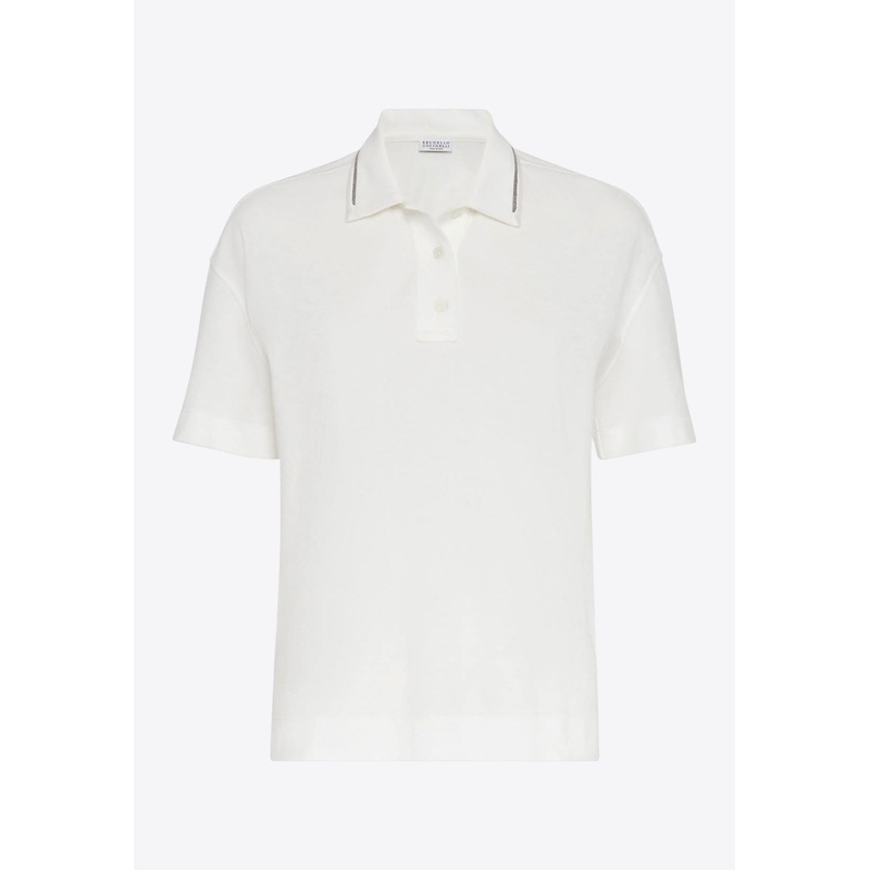 Monili-Trimmed Polo T-shirt