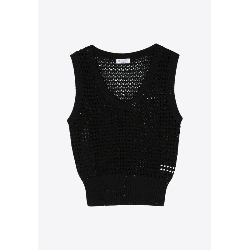 Sequin-Embellished Knitted Vest