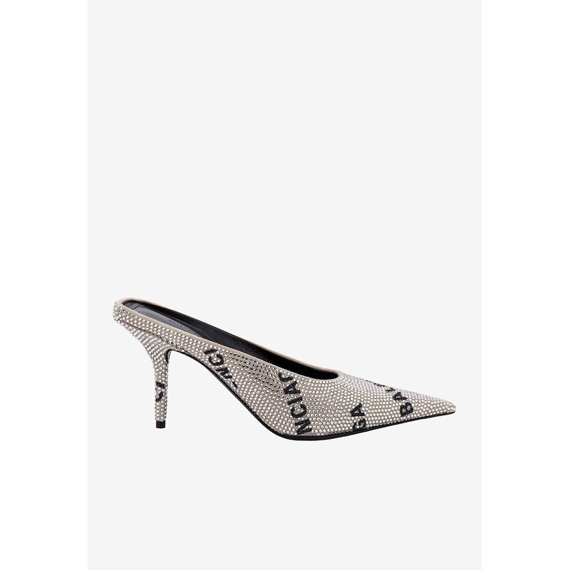 Square Knife 70 Rhinestone Embellished Mules