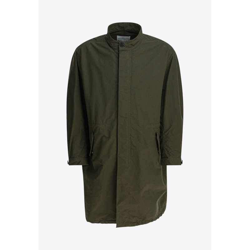 Stamp Print Zip-Up Parka Jacket