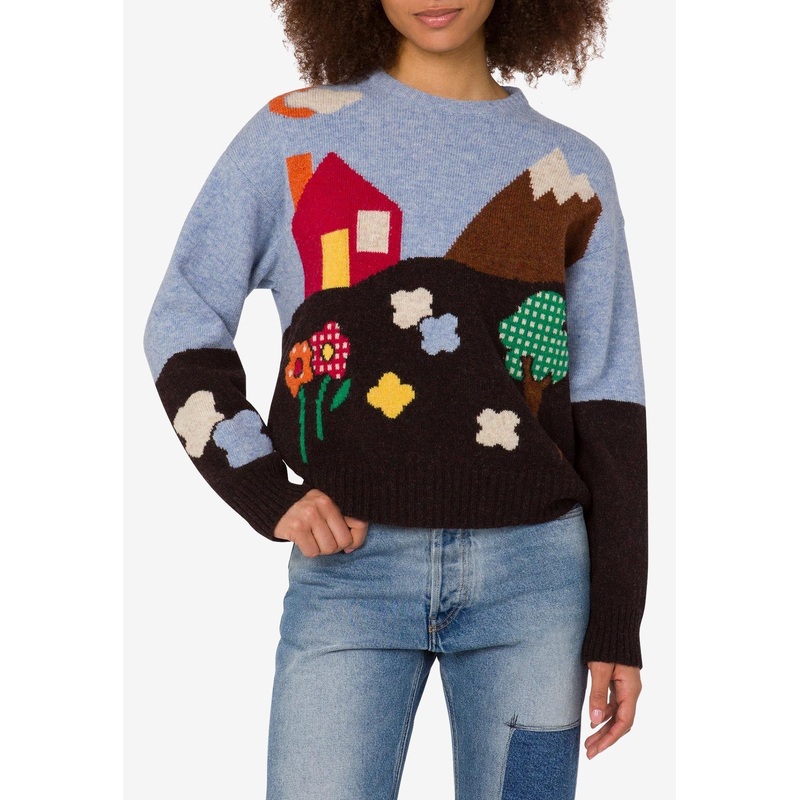 Archival Motif Shetland Wool Sweater
