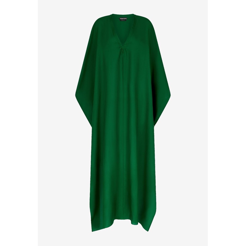 Deep V-neck Maxi Silk Kaftan