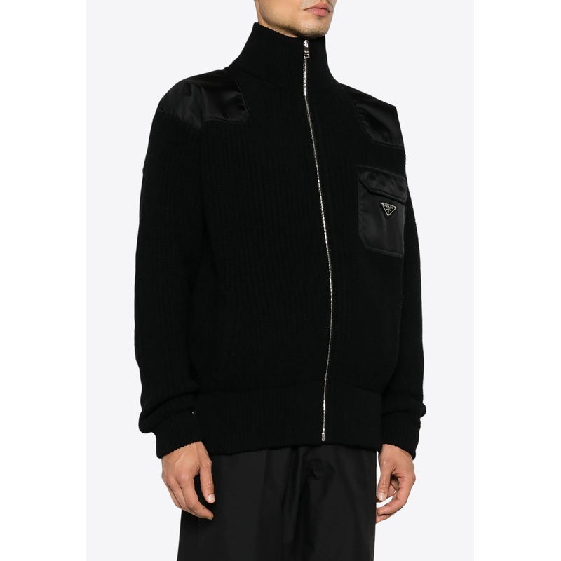 Enamel-Triangle Zip-Up Jacket