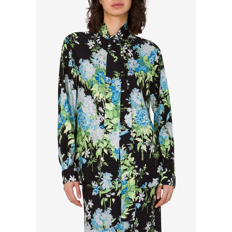 Floral Print Silk Satin Blouse