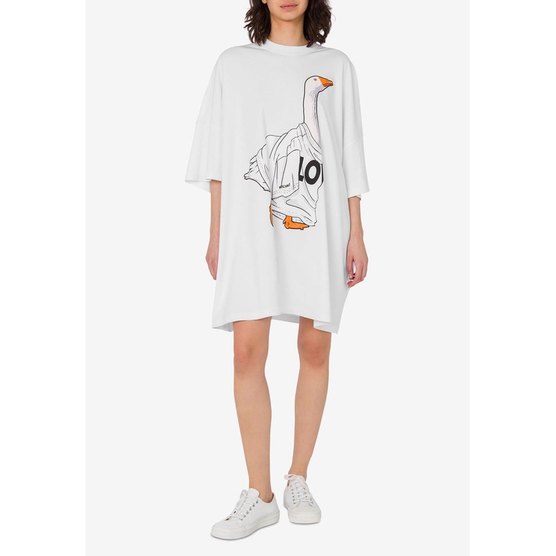 Goose Print Oversized T-shirt Dress