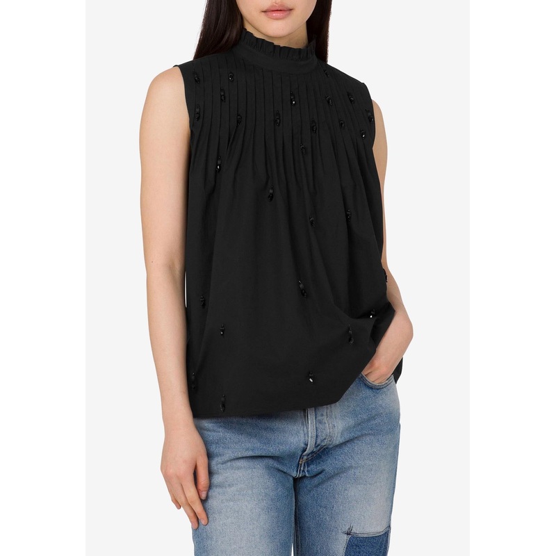 High-Neck Beaded Top