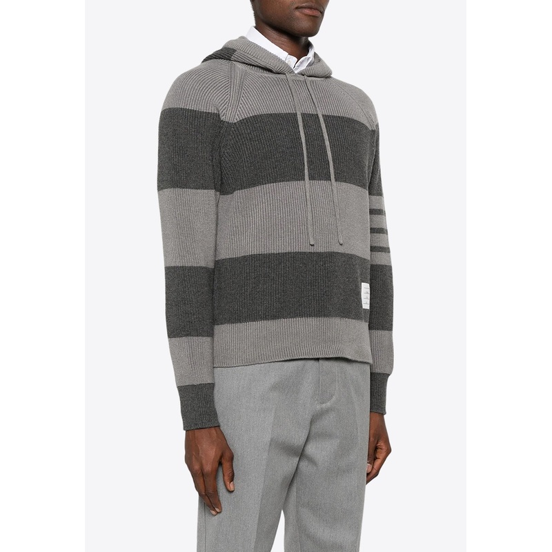 Striped Knitted Hooded Sweater