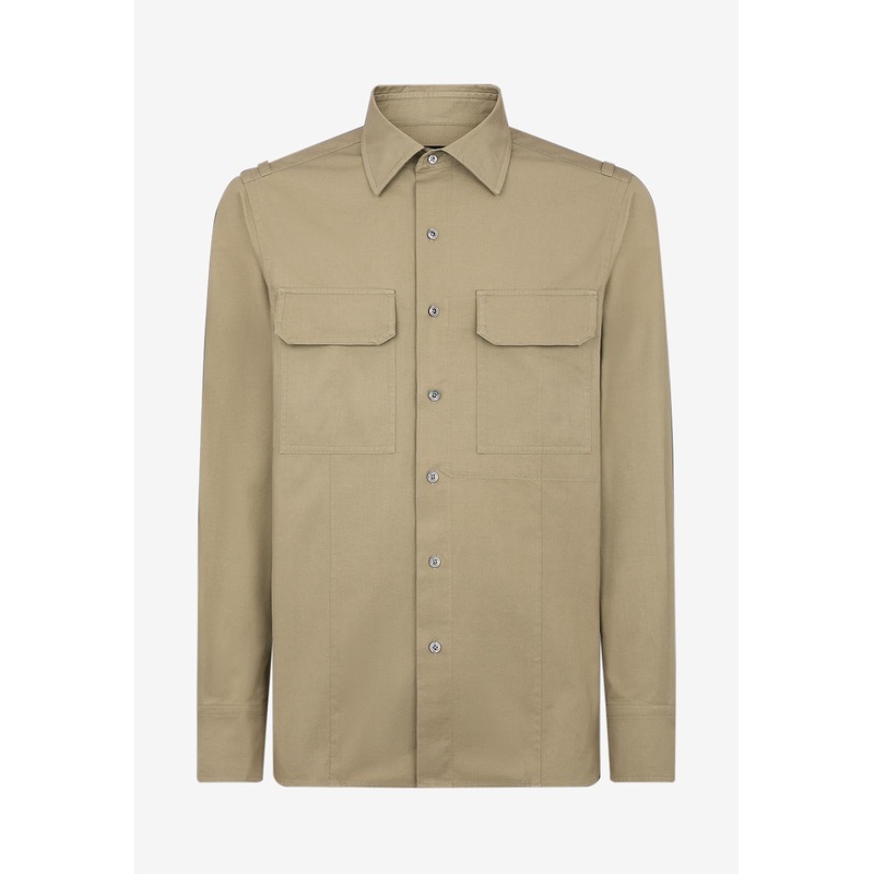 Twill Long-Sleeved Military Shirt
