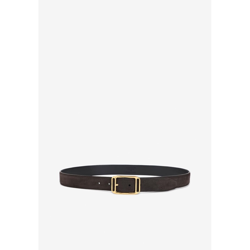 Buckled Suede Calf Leather Belt