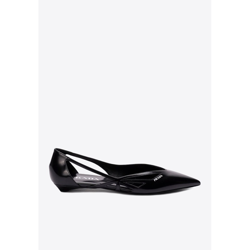Cut-Out Leather Ballet Flats