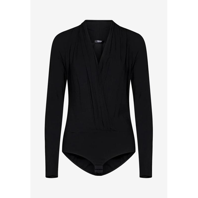 Draped V-neck Stretch Bodysuit