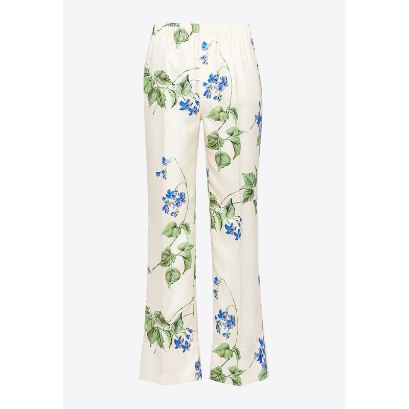 Floral Print Twill Pants