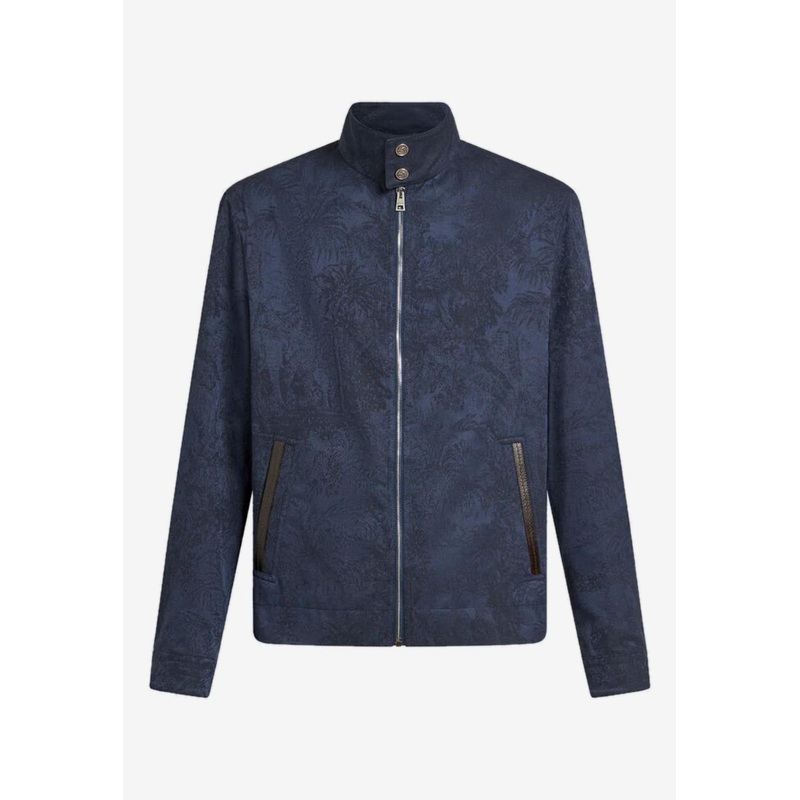 Foliage Print Jacket in Wool-Blend