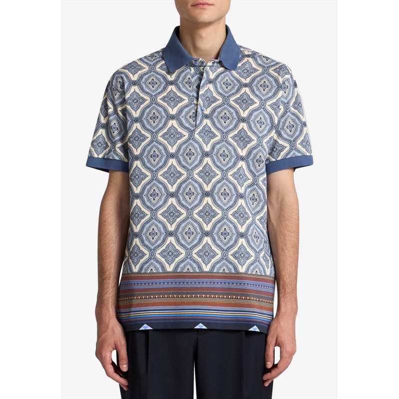Geometric Pattern Polo T-shirt