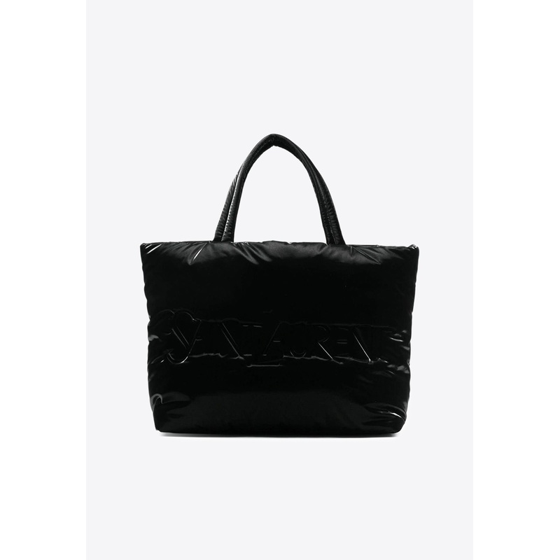 Logo Debossed Silk Canvas Tote Bag