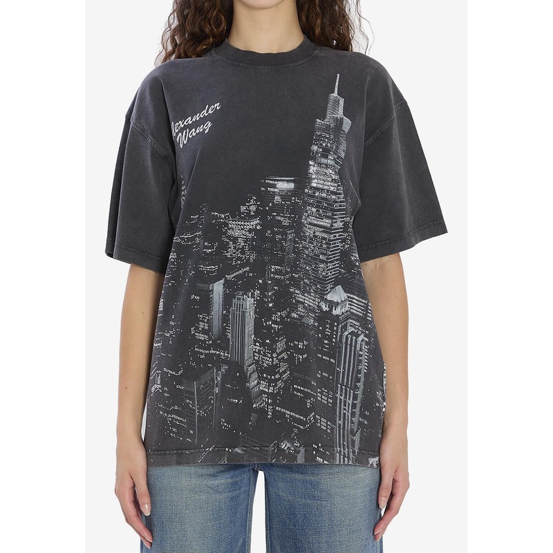 New York Skyline Print T-shirt