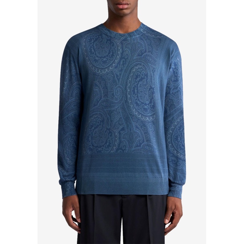Paisley Jacquard Silk and Cashmere Sweater