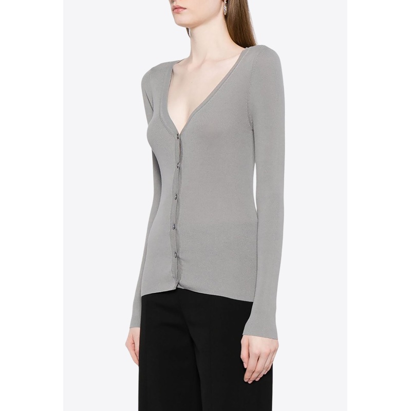 Ribbed Knit V-neck Cardigan