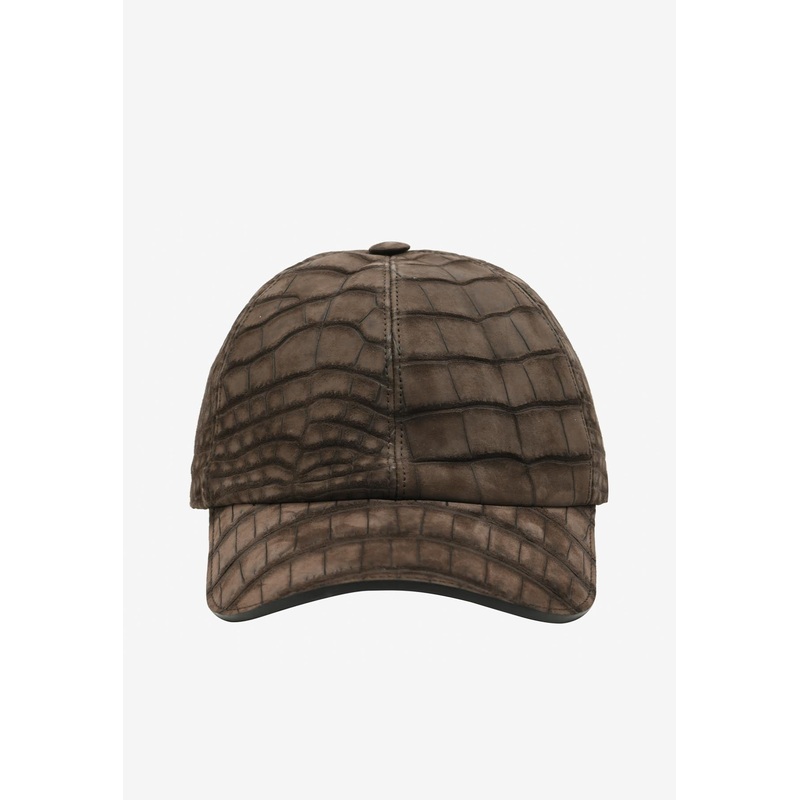 Riley Cap in Moka Nubuck Alligator
