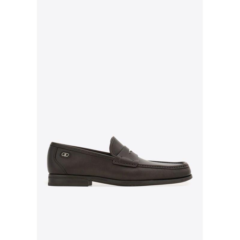 Athen Gancini Leather Penny Loafers