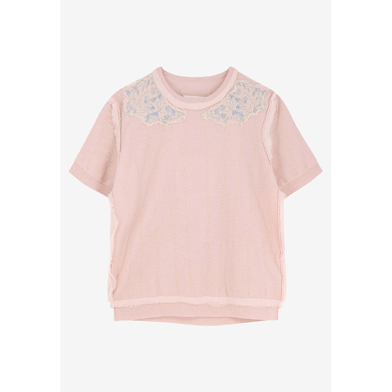 Embroidered Wool Knit Top