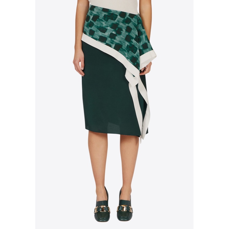 Graphic Print Asymmetric Skirt
