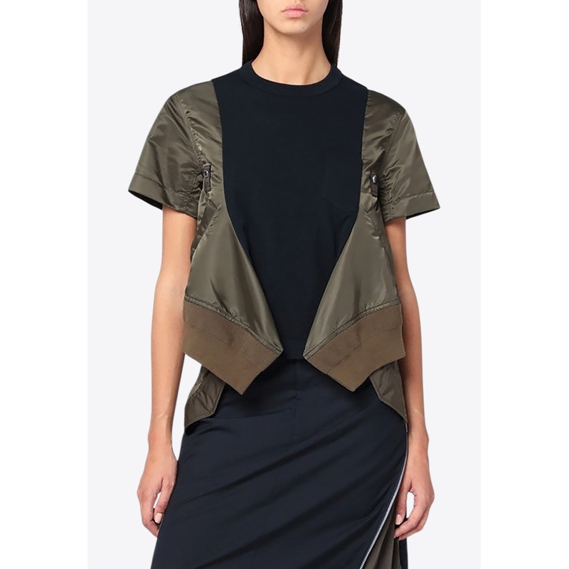 Jacket-Style Crewneck T-shirt