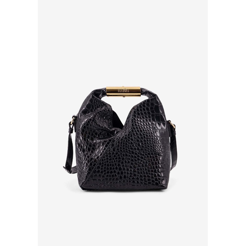 Japanese Shoulder Bag in Croc-Embossed Leather