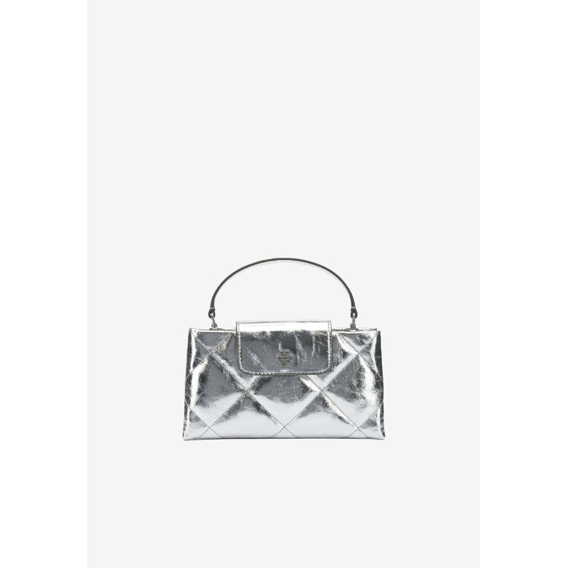 Kira Diamond Quilt Metallic Leather Handbag