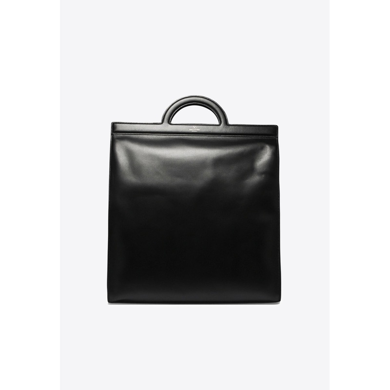 Leather Top Handle Bags with Logo-Print