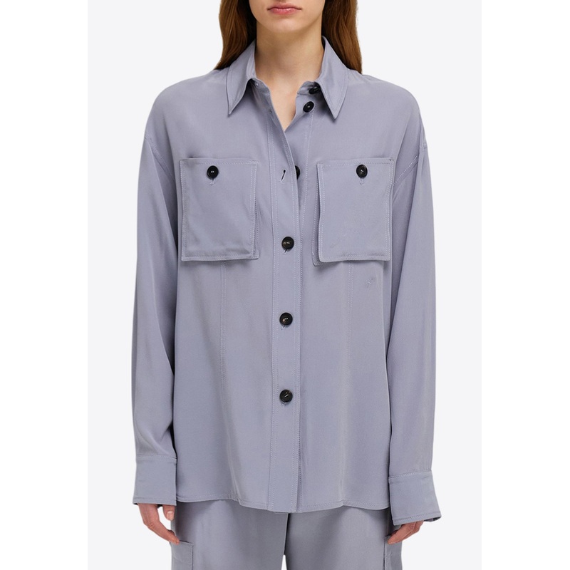 Long Sleeved Button-Up Silk Shirt