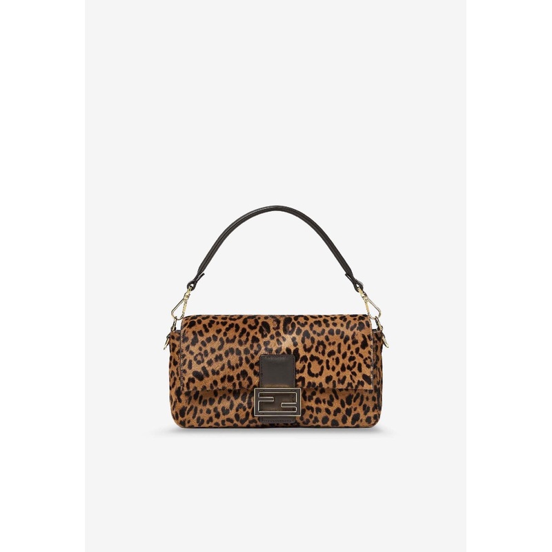 Medium Baguette Leopard Print Shoulder Bag