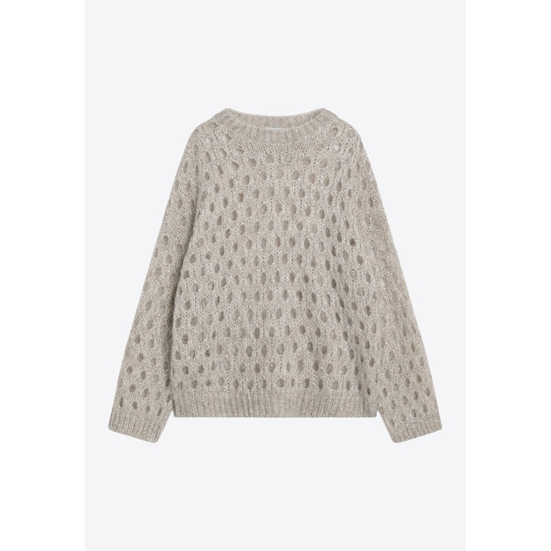 Openwork Knitted Mohair Sweater