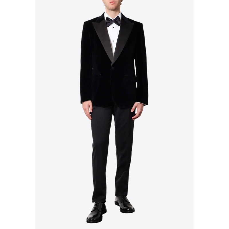 Single-Breasted Velvet Tuxedo Jacket