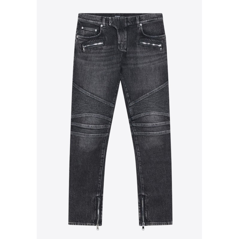 Slim Washed Biker Jeans