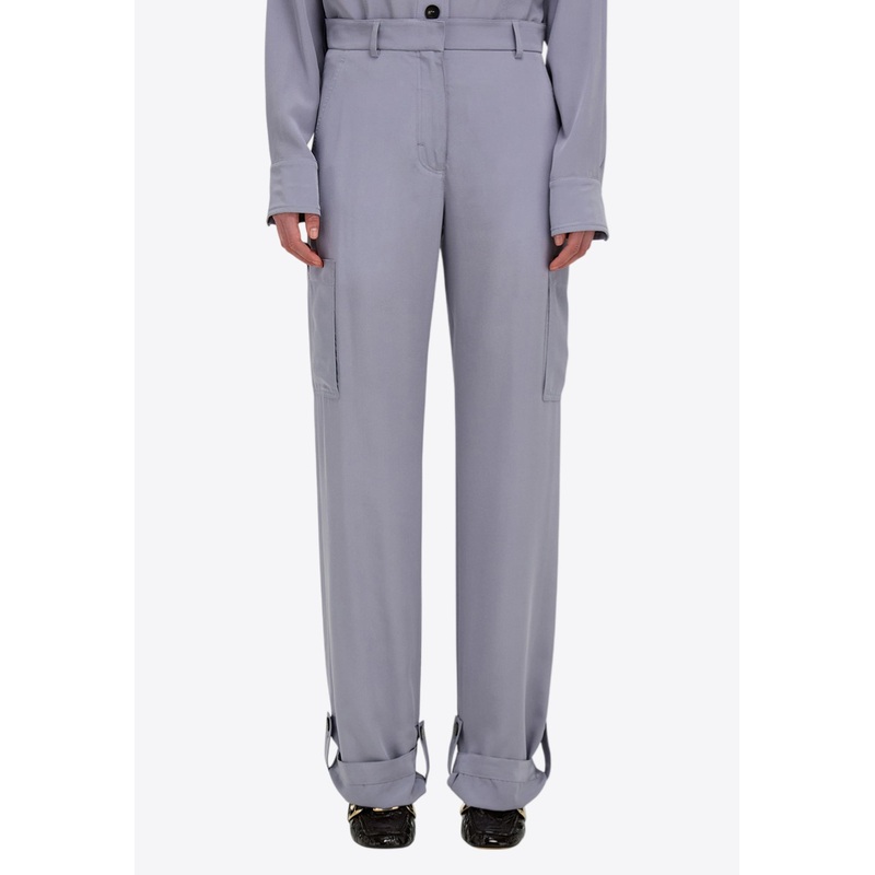 Straight-Leg Silk Cargo Pants