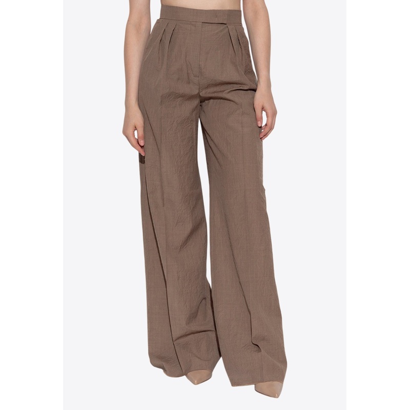 Teruel Wide-Leg Pleated Wool Pants