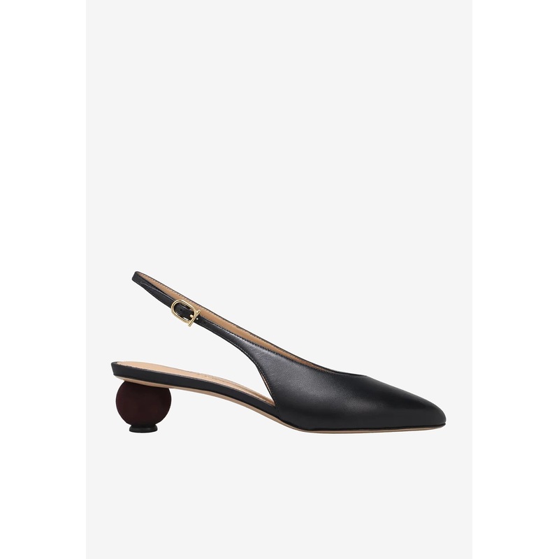 Tessie 40 Spherical Heel Leather Slingback Pumps
