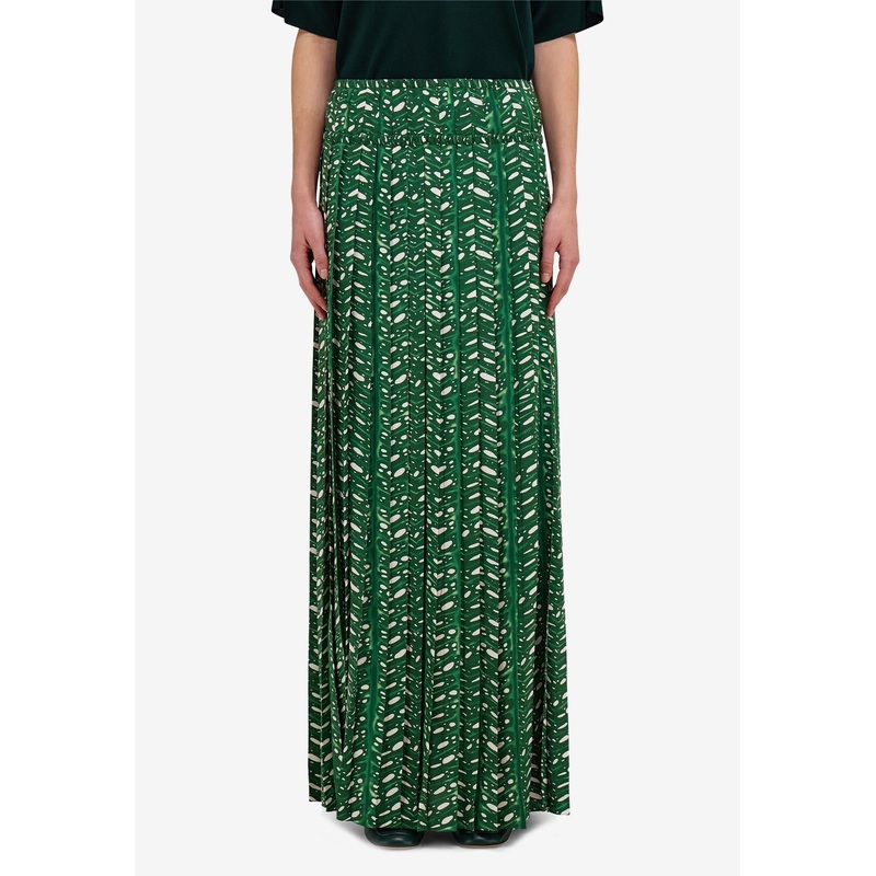 Tropical Forest Pleated Maxi Skirt