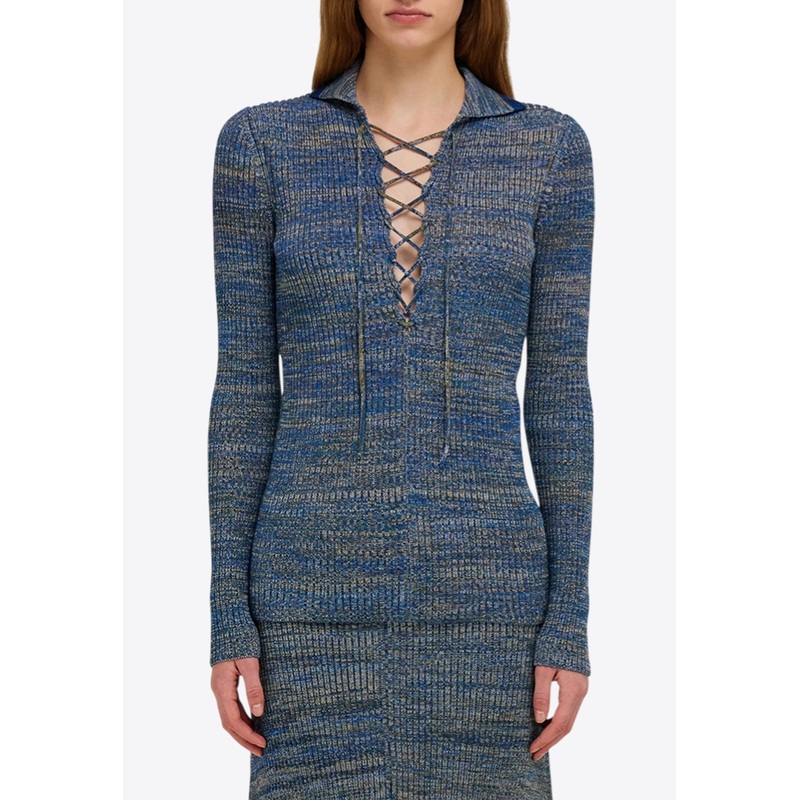 V-neck Knitted Polo Sweater