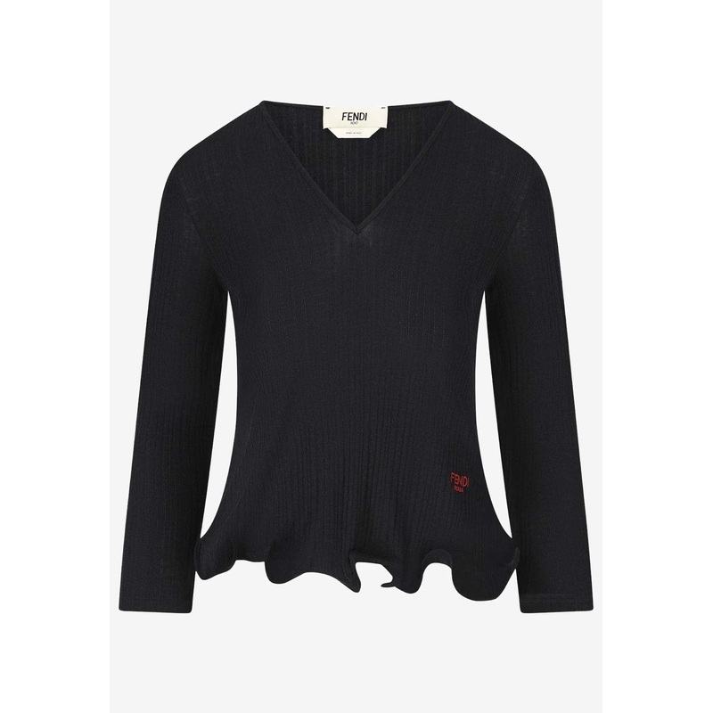 V-neck Peplum Knit Top