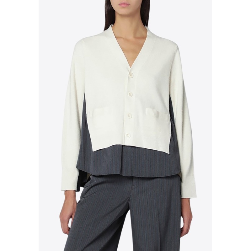 Wool Pinstriped Cardigan