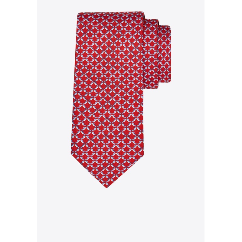 All-Over Shark Print Silk Tie