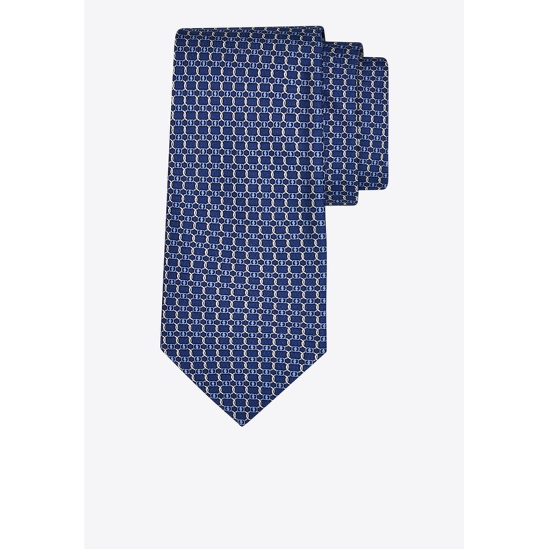 All-Over Vara Buckle Print Silk Tie
