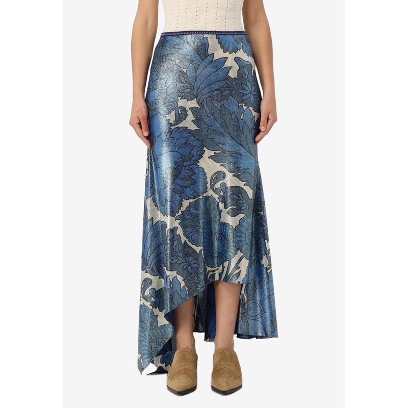 Asymmetric Floral Maxi Skirt