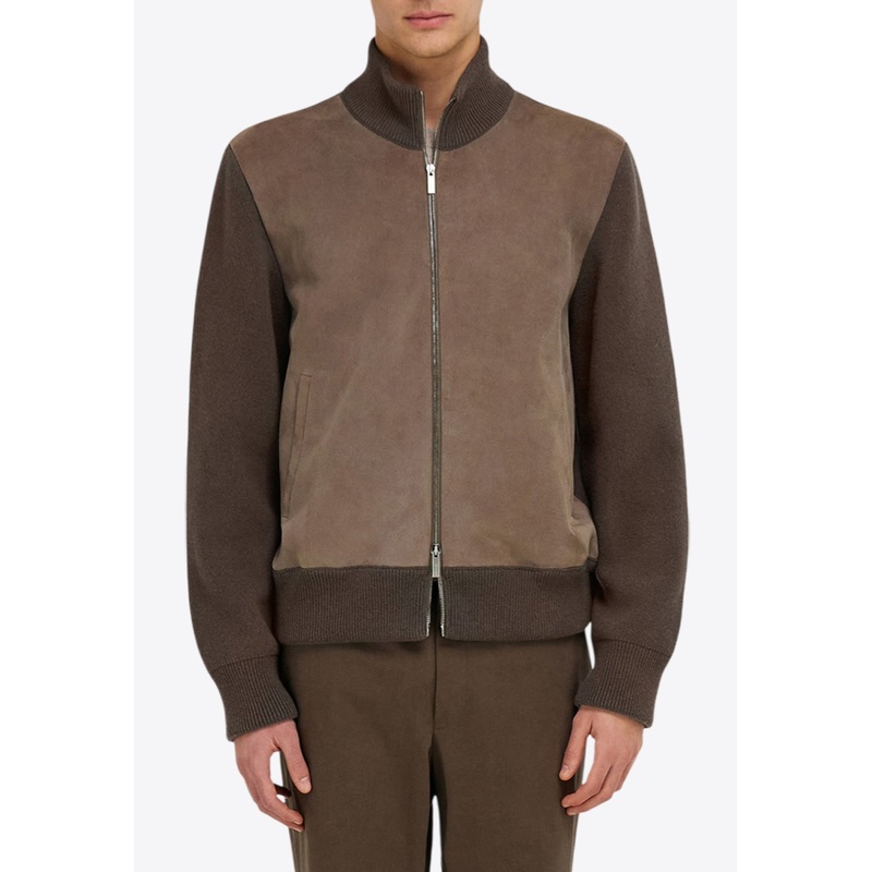 Bomber Jacket with Leather Insert