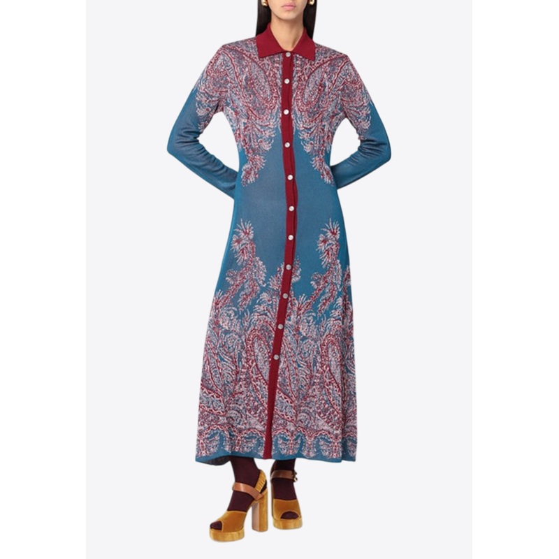 Floral Print Maxi Cardigan Shirt Dress