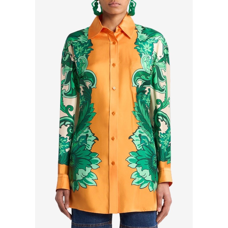 Floral Print Shirt with Knot